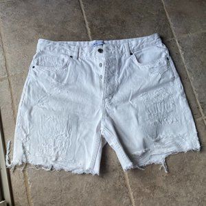 White Distressed Jean Shorts by Zara